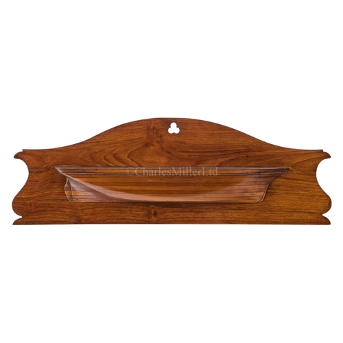 67 - A 19TH CENTURY HALF MODEL, PROBABLY FOR A YACHT
the 21in. hull carved in ⅜in. laminated contrasting ... 