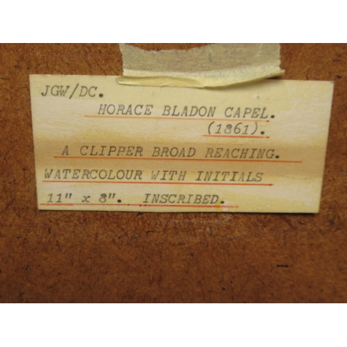 23 - HORACE BLADON CAPEL (BRITISH)
A clipper broad reaching
Signed with initials 'HBC' (lower right)
Wate... 