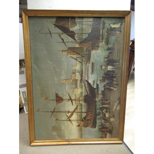 12 - SPANISH SCHOOL, 19TH-20TH CENTURY 
A capriccio harbour scene
Oil on canvas
35 x 48½in. (89 x 123cm.)... 