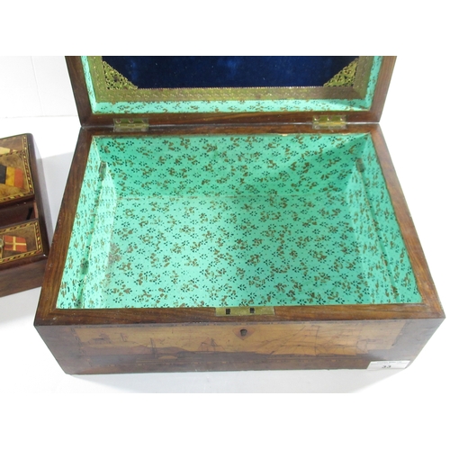 33 - A FINE TRINITY HOUSE MARQUETRY INLAID WORK BOX, CIRCA 1870
the lid depicting an auxiliary barque, po... 