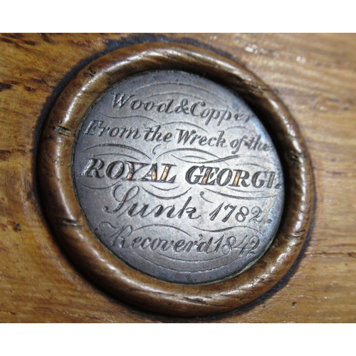 145 - A COLLECTION OF ROYAL GEORGE TREEN
comprising a 3in. table snuff box with copper provenance roundel ... 