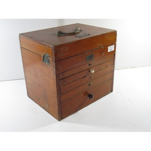 327 - A 19TH CENTURY SURGEON'S TRAVELLING CHEST
conatining a quantity of steel medical instruments and sev... 