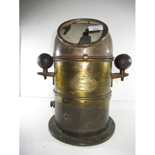 273 - A RARE ALL BRASS 'FAITHFUL FREDDIE' SUBMARINE BINNACLE BY KELVIN BOTTOMLEY & BAIRD LTD., CIRCA 1... 