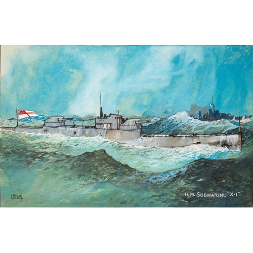 205 - δ LESLIE CARR (BRITISH, 1891-1961) Original artwork: H.M. Submarine ‘X1’ (1925)signed ‘Leslie Carr’ ... 