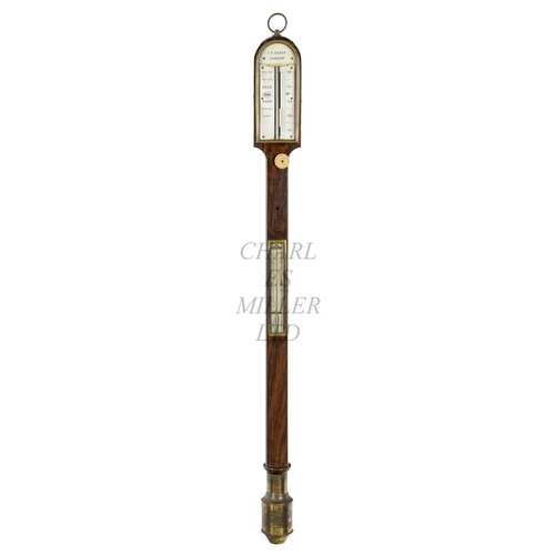 235 - Ø A MARINE BAROMETER BY J.T. BARRY, CARDIFF, CIRCA 1860the ivory scale signed as per title with a si... 