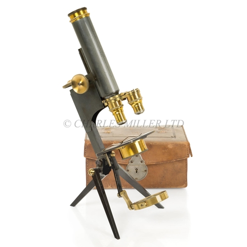 264 - A PORTABLE MICROSCOPE BY R & J BECK, CIRCA 1897constructed in oxidised brass with lacquered bras... 