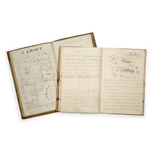 7 - A MANUSCRIPT NAVIGATION WORKBOOK AND JOURNAL, CIRCA 1812kept by one T. Hugill on laid paper, navigat... 