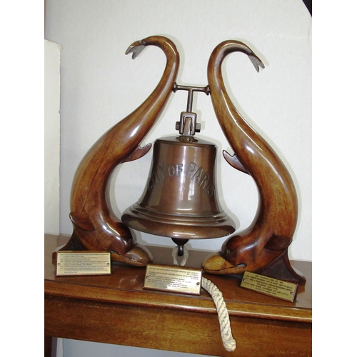 104B - THE SHIPS BELL FOR THE PASSENGER-CARGO LINER S.S. CITY OF PARIS, 1922cast in bronzed metal inscribed... 