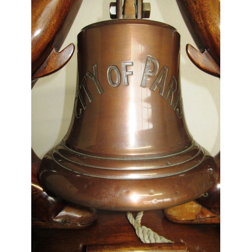 104B - THE SHIPS BELL FOR THE PASSENGER-CARGO LINER S.S. CITY OF PARIS, 1922cast in bronzed metal inscribed... 