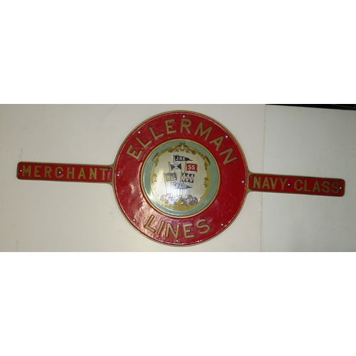 104C - A NAMEPLATE FOR THE SOUTHERN RAILWAYS MERCHANT NAVY CLASS LOCOMOTIVE ELLERMAN LINES, CIRCA 1949cast ... 