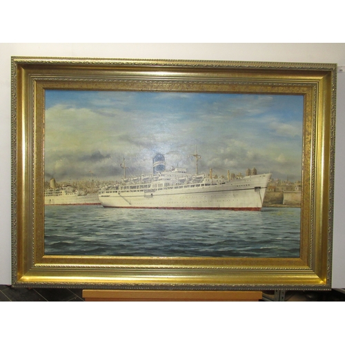 89 - δ ROBERT G. LLOYD (BRITISH, B. 1969)The P&O Liner S.S. 'Nevasa' off Lisbon, circa 1972Signed and... 