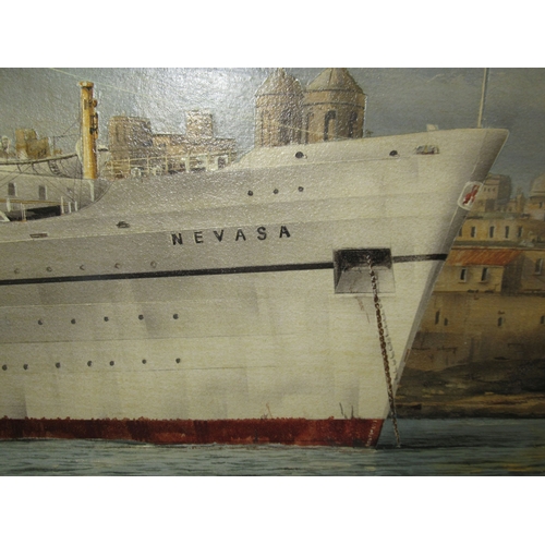 89 - δ ROBERT G. LLOYD (BRITISH, B. 1969)The P&O Liner S.S. 'Nevasa' off Lisbon, circa 1972Signed and... 