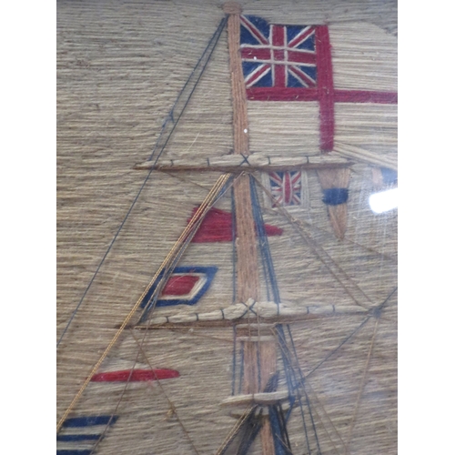 161 - A FINE SAILOR'S WOOLWORK PICTURE OF H.M.S. NILE DRESSED OVERALL, CIRCA 1855depicted with a retracted... 