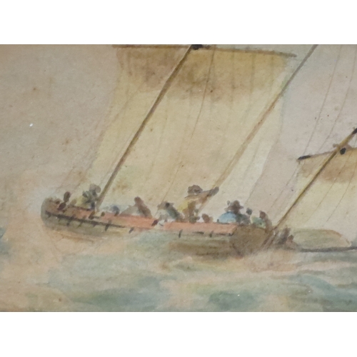 113 - NICHOLAS POCOCK (BRITISH, 1740-1821)Rowing Captain Hawkins Whitshed to shore; Returning under sailSi... 