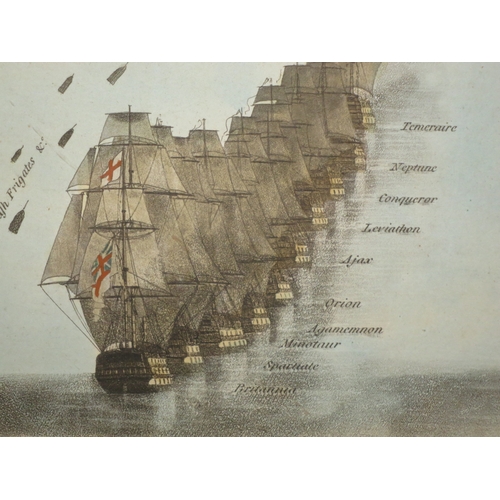 135 - A HAND-COLOURED PRINT OF 'THE PLAN OF ATTACK OF LORD NELSON, ON THE COMBINED FLEET, OCTOBER 21ST. 18... 