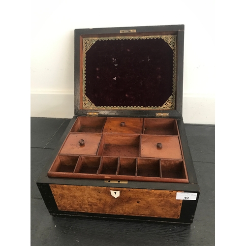 49 - A TRINITY HOUSE INLAID WORKBOX, CIRCA 1870the lid inlaid with a steam sail liner of the S.S. Orient,... 