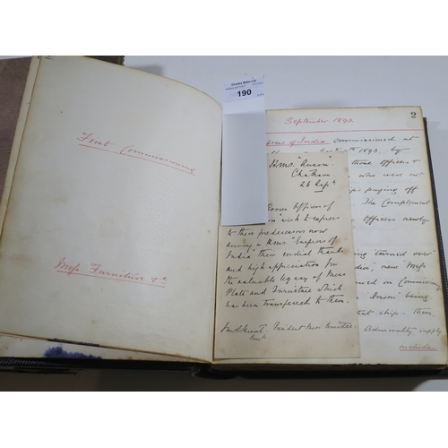 190 - MIDSHIPMAN'S JOURNAL FROM H.M.S.RENOWN, CIRCA 1918-1920kept by Reginald T. Butler, from 21st Novembe... 