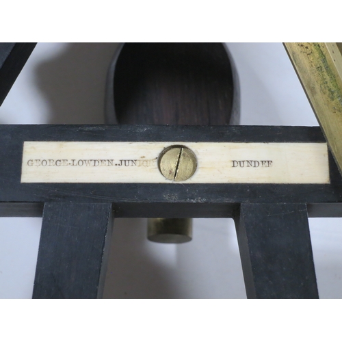 239 - Ø A 9½IN. RADIUS VERNIER OCTANT BY GEORGE LOWDEN JUNIOR, DUNDEE, CIRCA 1840the ebony 'double T' fram... 