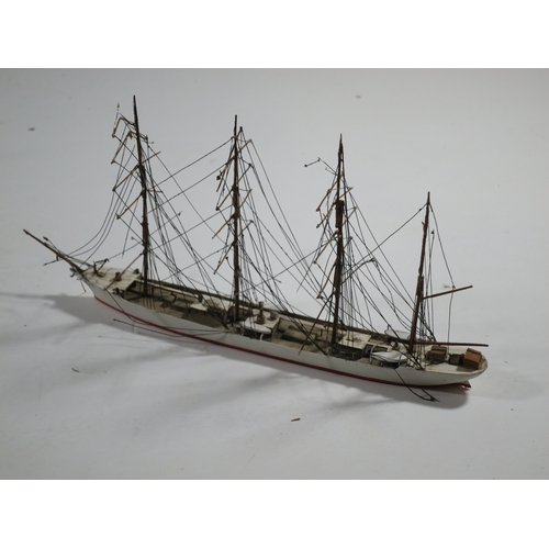 42 - A 1:600 WATERLINE MODEL OF S.S. SCOT BY BASSETT-LOWKE hull carved from solid with painted deck with ... 