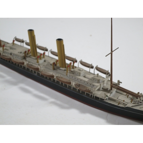 42 - A 1:600 WATERLINE MODEL OF S.S. SCOT BY BASSETT-LOWKE hull carved from solid with painted deck with ... 