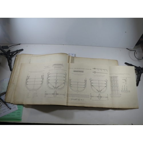 107 - 'NAVAL ARCHITECTURE'  BY P. STEELsecond edition, 39 large double-page plates (the largest being 51 x... 