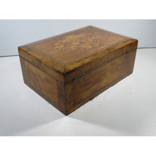 48 - TRINITY HOUSE MARQUETRY WORK BOX, CIRCA 1870the front panel depicting a Trinity House twin-funnelled... 