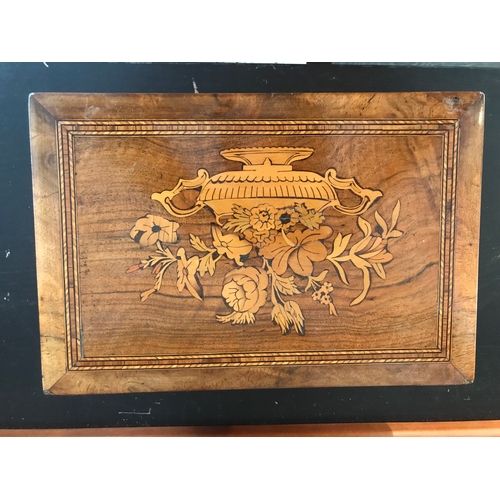 48 - TRINITY HOUSE MARQUETRY WORK BOX, CIRCA 1870the front panel depicting a Trinity House twin-funnelled... 