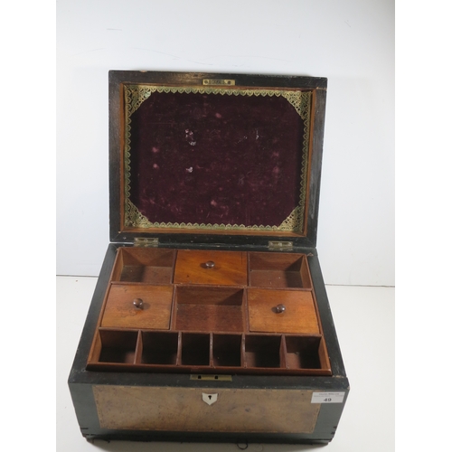 49 - A TRINITY HOUSE INLAID WORKBOX, CIRCA 1870the lid inlaid with a steam sail liner of the S.S. Orient,... 