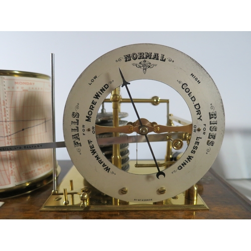 232 - A RECORDING BAROGRAPH RETAILED BY SHARMAN D NEILL, BELFAST, CIRCA 1920oak case with divided chart dr... 