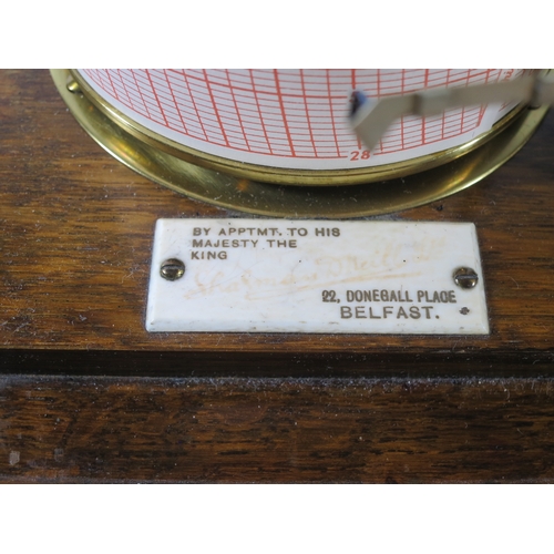 232 - A RECORDING BAROGRAPH RETAILED BY SHARMAN D NEILL, BELFAST, CIRCA 1920oak case with divided chart dr... 