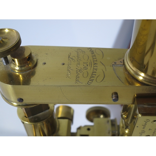 259 - A FINE POWELL AND LEALAND NO. 2 BINOCULAR MICROSCOPE, CIRCA 1858Signed on the support as per title, ... 