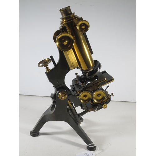 263 - A 'ROYAL' MODEL MONOCULAR MICROSCOPE BY WATSON & SONS, LONDON, CIRCA 1910heavily constructed in ... 