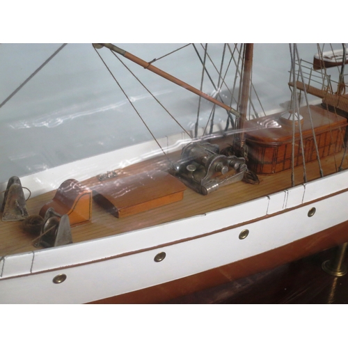 54 - A MODEL OF THE STEAM YACHT VENUS, CIRCA 1902the 40in. carved hull painted tan below the waterline, b... 