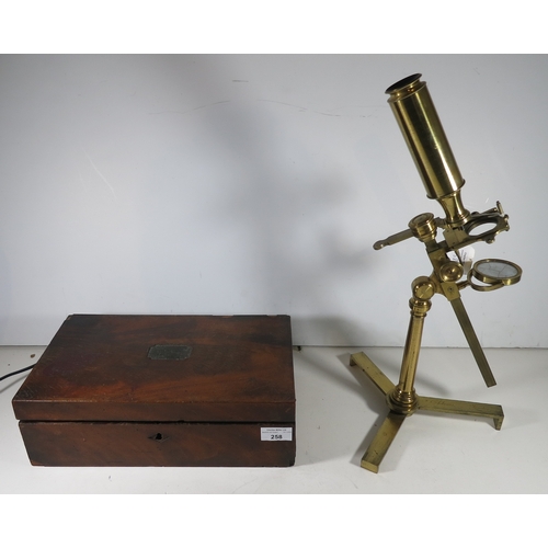 258 - A 'MOST IMPROVED' MICROSCOPE BY GEORGE ADAMS JUNIOR, LONDON, CIRCA 1795constructed in lacquered bras... 