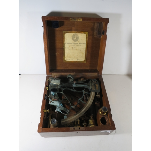 241 - A 7IN. RADIUS VERNIER SEXTANT BY HEATH AND CO., LONDON, CIRCA 1916with oxidised brass bell frame, in... 