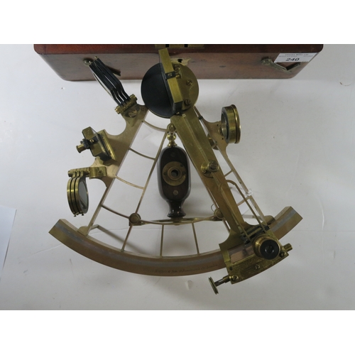 240 - A FINE AND HIGHLY ORIGINAL PLATINUM-SCALED PRIZE SEXTANT FROM H.M.S. WORCESTER, 1886with lacquered a... 