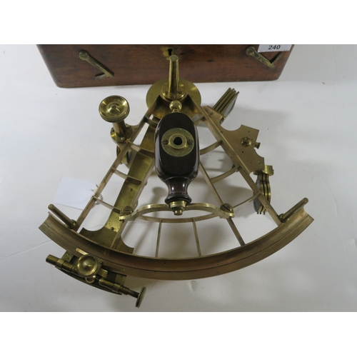 240 - A FINE AND HIGHLY ORIGINAL PLATINUM-SCALED PRIZE SEXTANT FROM H.M.S. WORCESTER, 1886with lacquered a... 