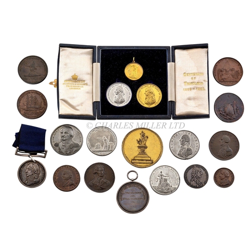 119 - NINETEEN MEDALS COMMEMORATING NELSON
comprising: Nelson Praefectus Classis Anglicae, 1798, silver, 3... 