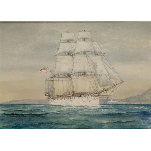 191 - WILLIAM FREDRICK MITCHELL (1845-1914)
H.M. Sloop 'Dragon’ towing H.M. Schooners ‘Harrier’ and ‘Undin... 