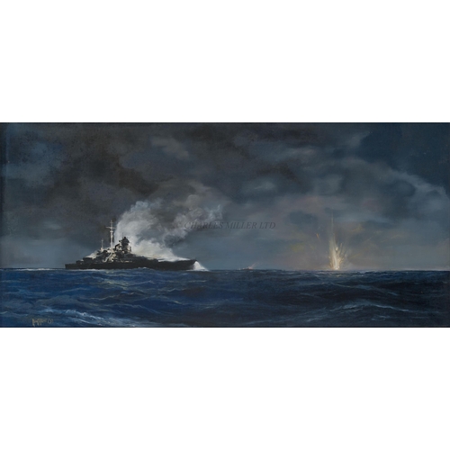 235 - δ ROBERT TAYLOR (BRITISH, 1946-2024)
The 'Bismarck' sinking H.M.S. 'Hood'
Signed and dated 'Robert T... 