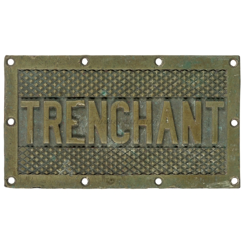 251 - A TREAD PLATE FOR H.M. SUBMARINE TRENCHANT 1944
heavily cast in brass with recessed raised lettering... 