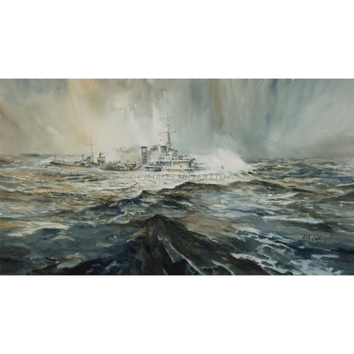 255 - δ BRIAN ENTWISTLE (BRITISH, 20TH CENTURY)
H.M.S. ‘Campbell’ steaming off the Faroes in World War II
... 