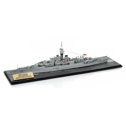 260 - A 1:240 SCALE WATERLINE SHIP MODEL FOR H.M. SLOOP AMETHYST [1943]
the 15in. hull carved from solid a... 