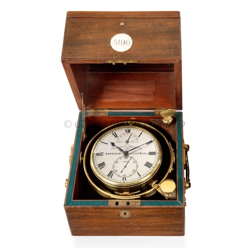 288 - EIGHT-DAY MARINE CHRONOMETER BY BARRAUD, LONDON, CIRCA 1830
4¼in. silvered dial signed 'BARRAUD Lond... 