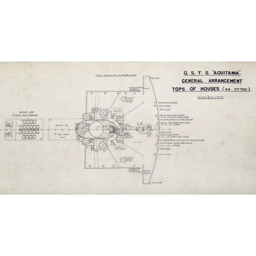 74 - A SET OF DRAUGHTSMAN OFFICE PLANS FOR R.M.S. AQUITANIA, JOHN BROWN & CO., CIRCA 1913
ink on waxe... 