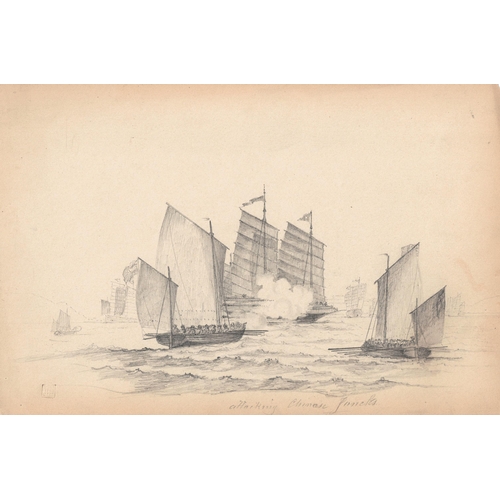 31 - C* A* C* (19TH CENTURY)
A collection of 9 pencil drawings, all with titles including Sloop of War, A... 