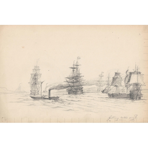 31 - C* A* C* (19TH CENTURY)
A collection of 9 pencil drawings, all with titles including Sloop of War, A... 