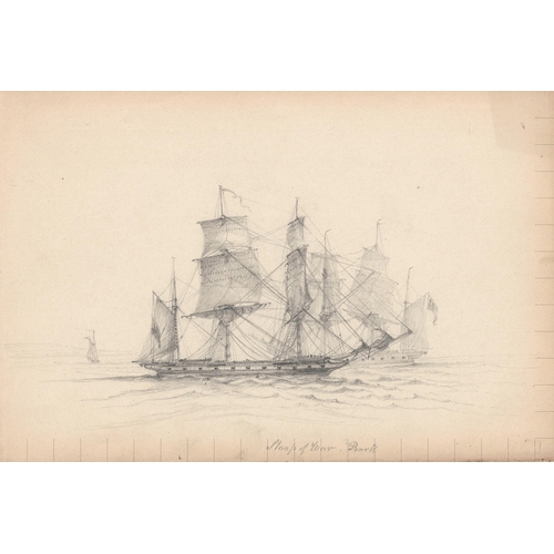 31 - C* A* C* (19TH CENTURY)
A collection of 9 pencil drawings, all with titles including Sloop of War, A... 