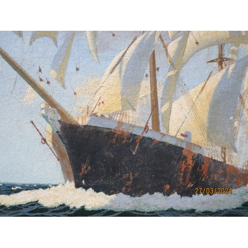 15 - δ CHARLES PEARS (BRITISH, 1873-1958)
A windjammer of the 1920s
Signed 'Chas Pears' (lower right)
Oil... 