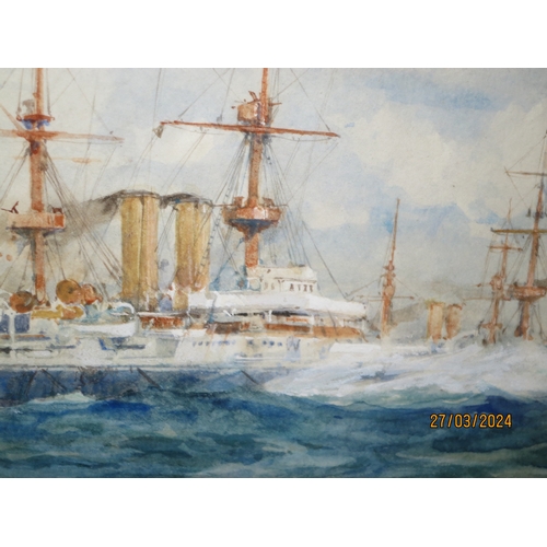 193 - CHARLES EDWARD DIXON (BRITISH, 1872-1934)
The Channel Fleet on manoeuvres led by its flagship H.M.S.... 